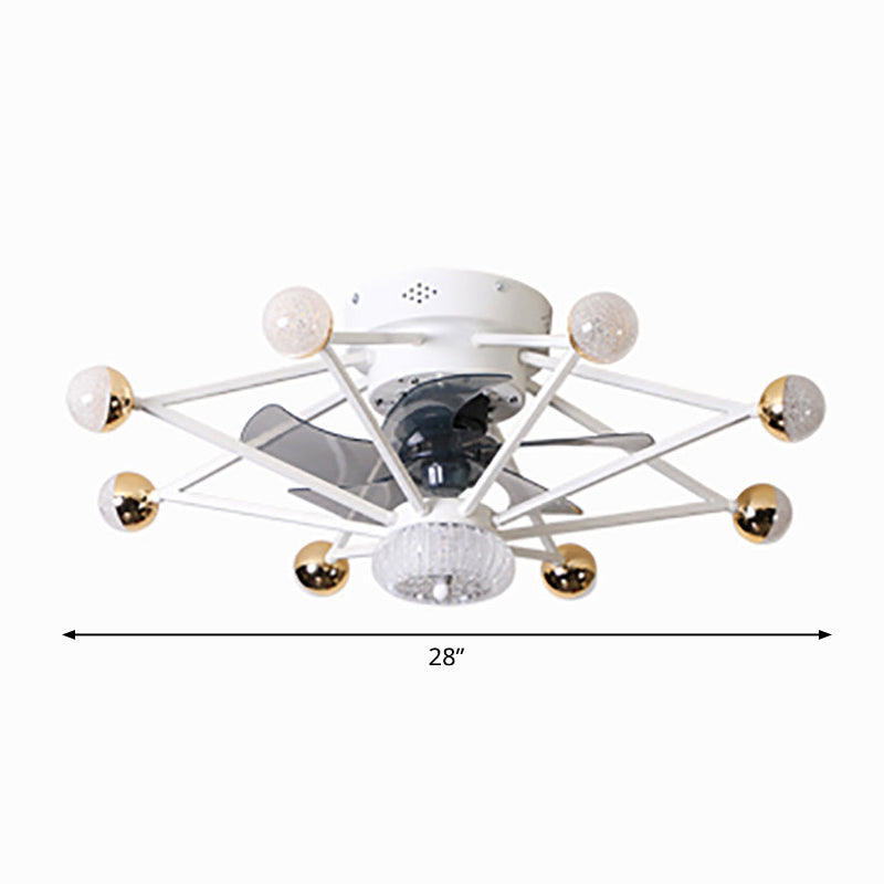 5-Blade-Stern-Wohnzimmerventilator Lampe Metall Nordic LED Semi Flush Deckenleuchte mit Fernbedienung, 28,5 "breit