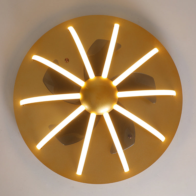 23,5 "W Gold Cage Semi Mount Lighting Minimalist Metall LED Deckenleuterleuchte mit 5 Klingen und Fernbedienung