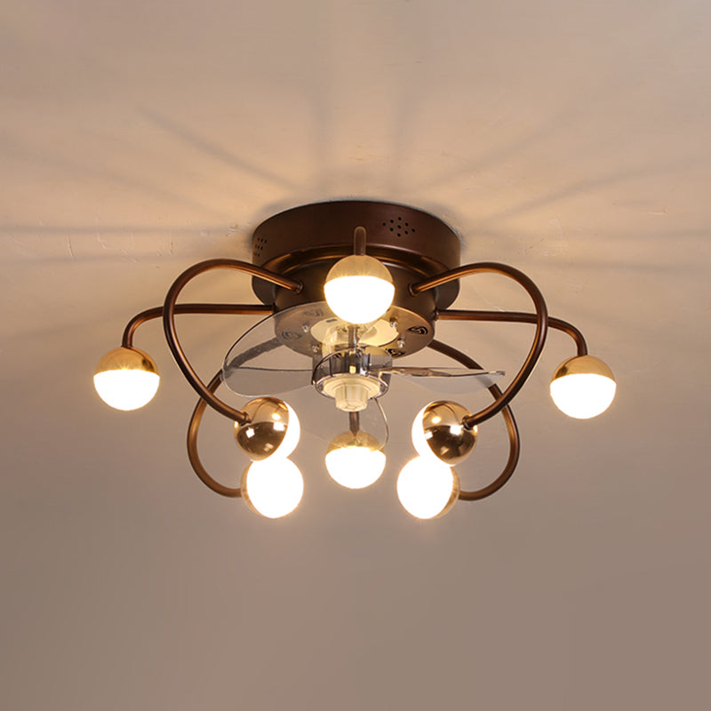 Acrylkugel und Käfiglüfter leuchten moderne LED -abgelegene Halbblöcke mit 3 Klingen, 19 "breit