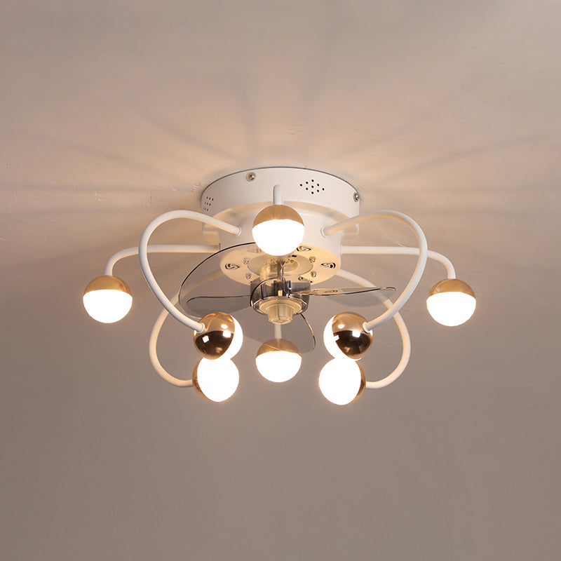 Acrylkugel und Käfiglüfter leuchten moderne LED -abgelegene Halbblöcke mit 3 Klingen, 19 "breit