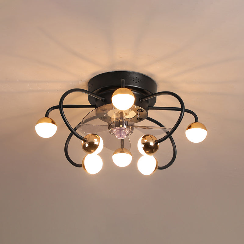 Acrylkugel und Käfiglüfter leuchten moderne LED -abgelegene Halbblöcke mit 3 Klingen, 19 "breit