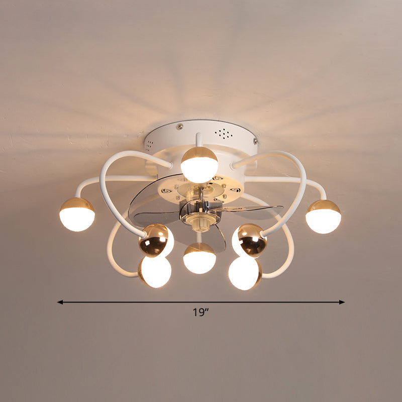 Acrylkugel und Käfiglüfter leuchten moderne LED -abgelegene Halbblöcke mit 3 Klingen, 19 "breit