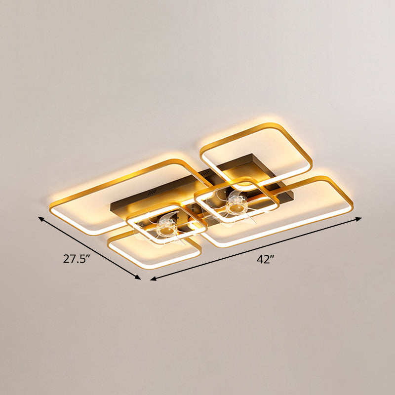 Fernbedienungssteuerung Rechteckige Deckenventilator Lampe zeitgenössische Acryl-Wohnzimmer-LED-LED-LED-Licht mit 7-Blatt