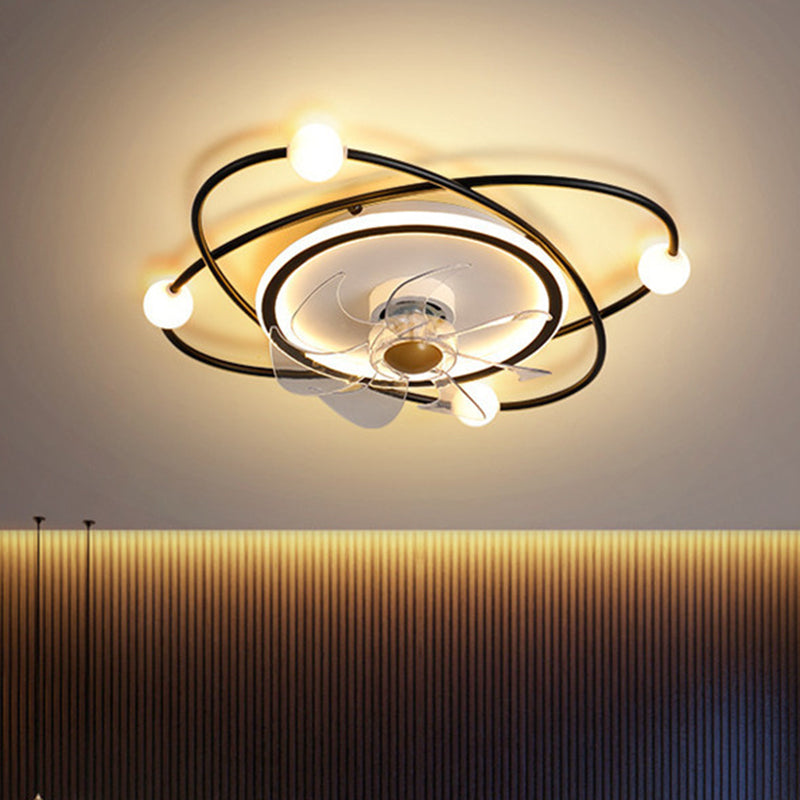 Orbit Acryl -LED -LED SEMI Mount Lighting Nordic Fernbedienung 6 Blätter Deckenventilator, 21 "breit