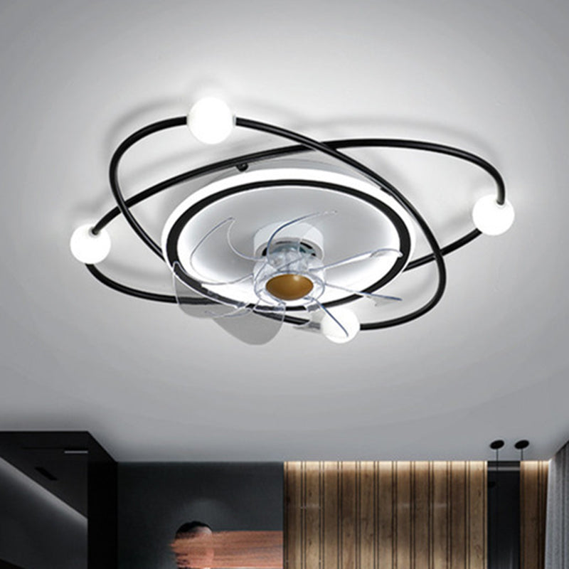 Orbit Acryl -LED -LED SEMI Mount Lighting Nordic Fernbedienung 6 Blätter Deckenventilator, 21 "breit