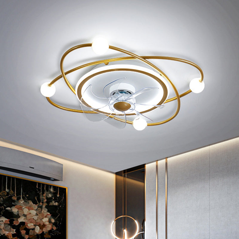 Orbit Acryl -LED -LED SEMI Mount Lighting Nordic Fernbedienung 6 Blätter Deckenventilator, 21 "breit