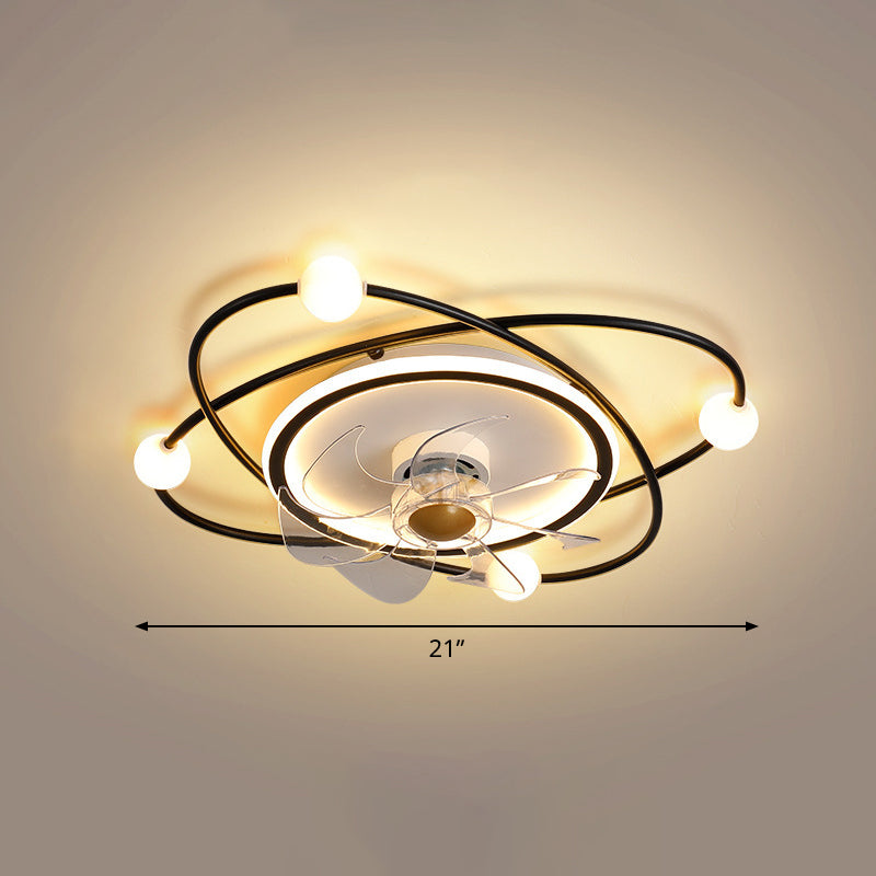 Orbit Acryl -LED -LED SEMI Mount Lighting Nordic Fernbedienung 6 Blätter Deckenventilator, 21 "breit