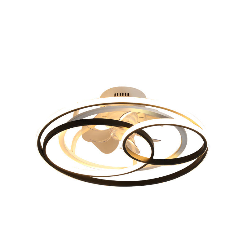 Schwarz-Weiß-Schleifen halb Flush Light Minimalist Acryl 7-Blade-LED-Deckenlüftungslampe mit Fernbedienung