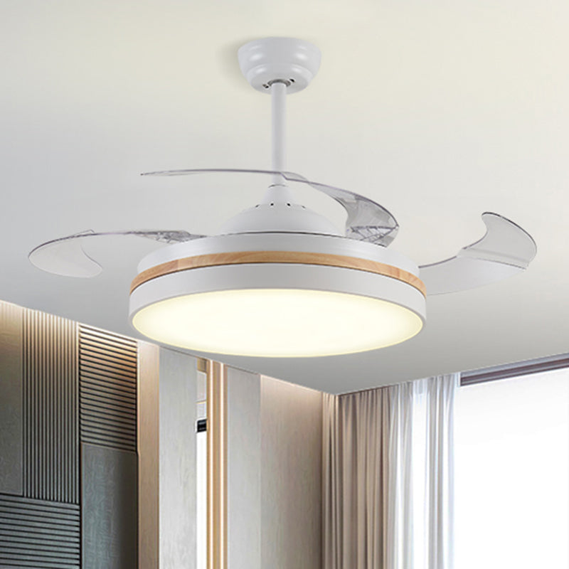 43 "W rund Esszimmer Hanging Lüfterleuchte Acryl-LED Nordic Semi Flush Lampe mit 3-Blatt und Fernbedienung