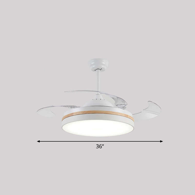 43 "W rund Esszimmer Hanging Lüfterleuchte Acryl-LED Nordic Semi Flush Lampe mit 3-Blatt und Fernbedienung