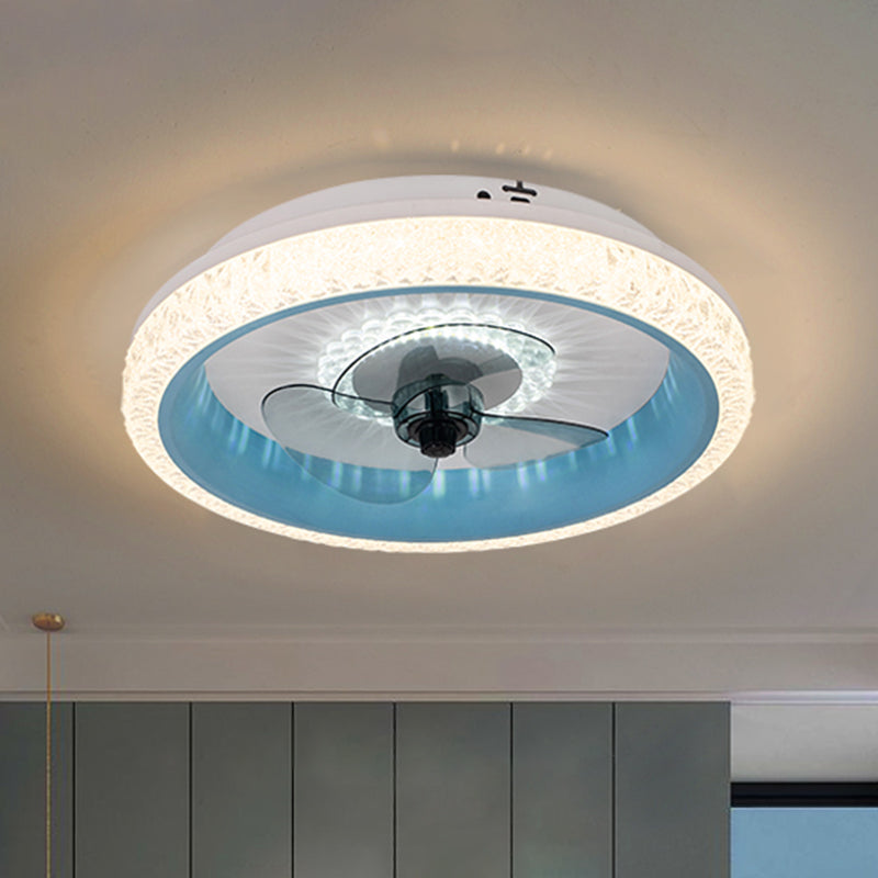 19,5 "breit runde LED-Semi-Flush-Leicht-Makryl-Esszimmer 3-Blatt Deckenventilator, Fernbedienung
