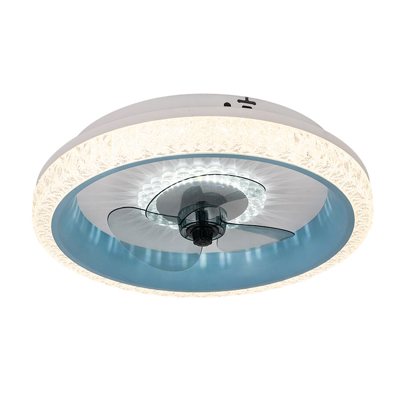 19,5 "breit runde LED-Semi-Flush-Leicht-Makryl-Esszimmer 3-Blatt Deckenventilator, Fernbedienung