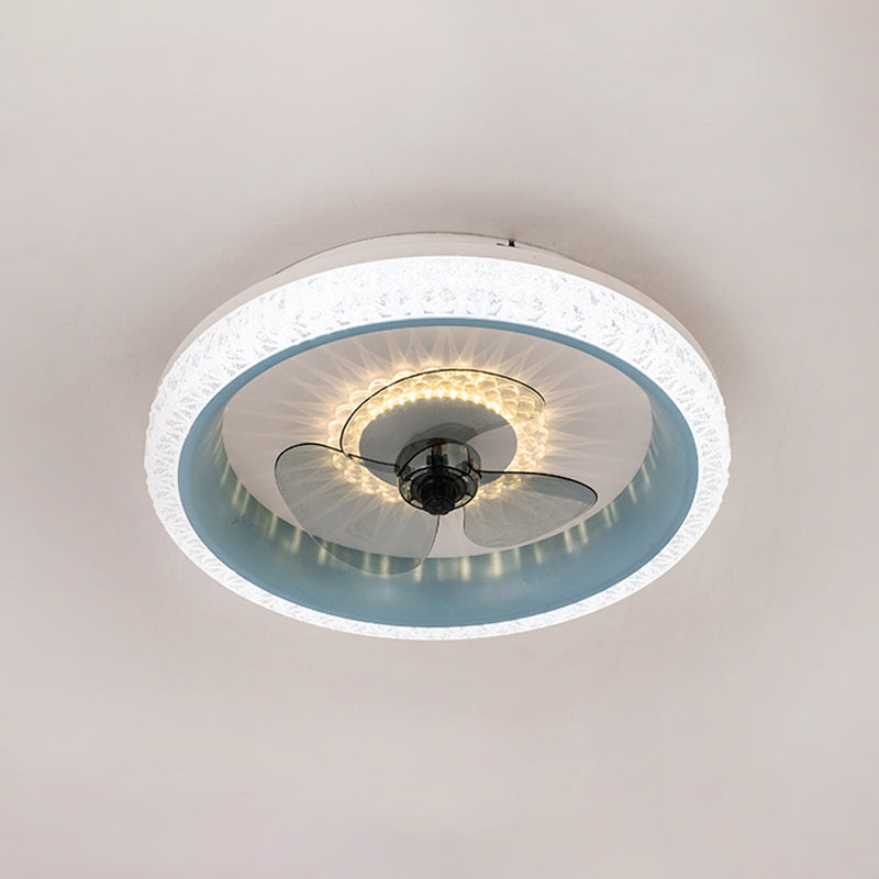 19,5 "breit runde LED-Semi-Flush-Leicht-Makryl-Esszimmer 3-Blatt Deckenventilator, Fernbedienung
