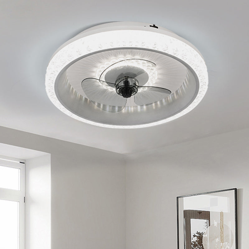 19,5 "breit runde LED-Semi-Flush-Leicht-Makryl-Esszimmer 3-Blatt Deckenventilator, Fernbedienung