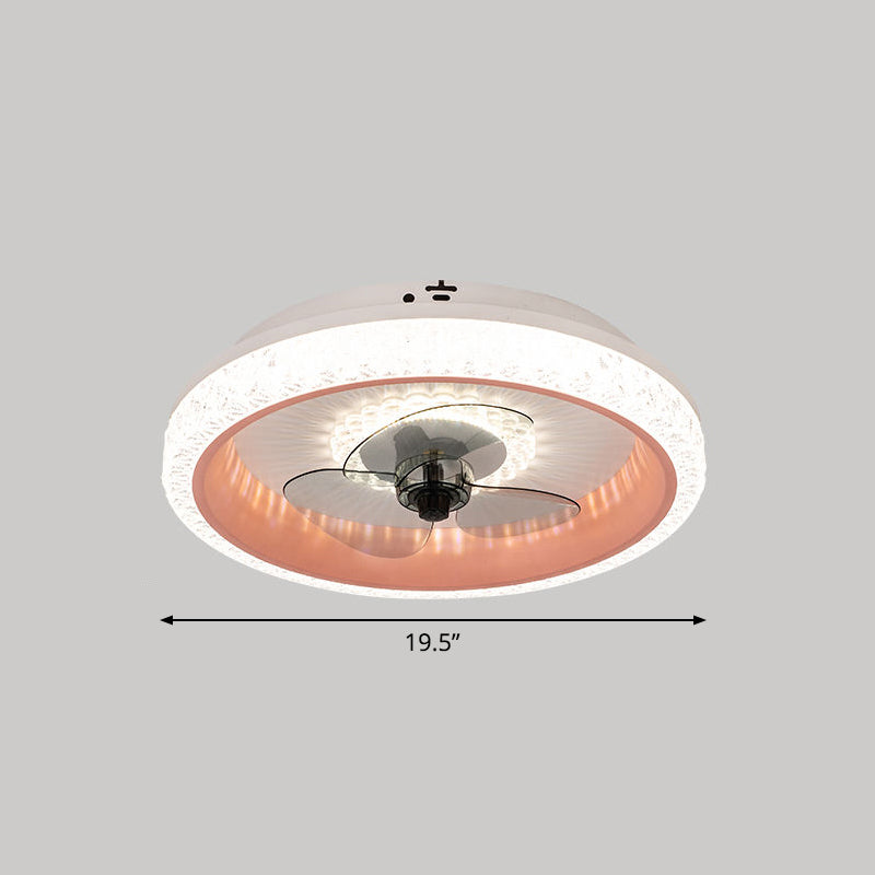 19,5 "breit runde LED-Semi-Flush-Leicht-Makryl-Esszimmer 3-Blatt Deckenventilator, Fernbedienung