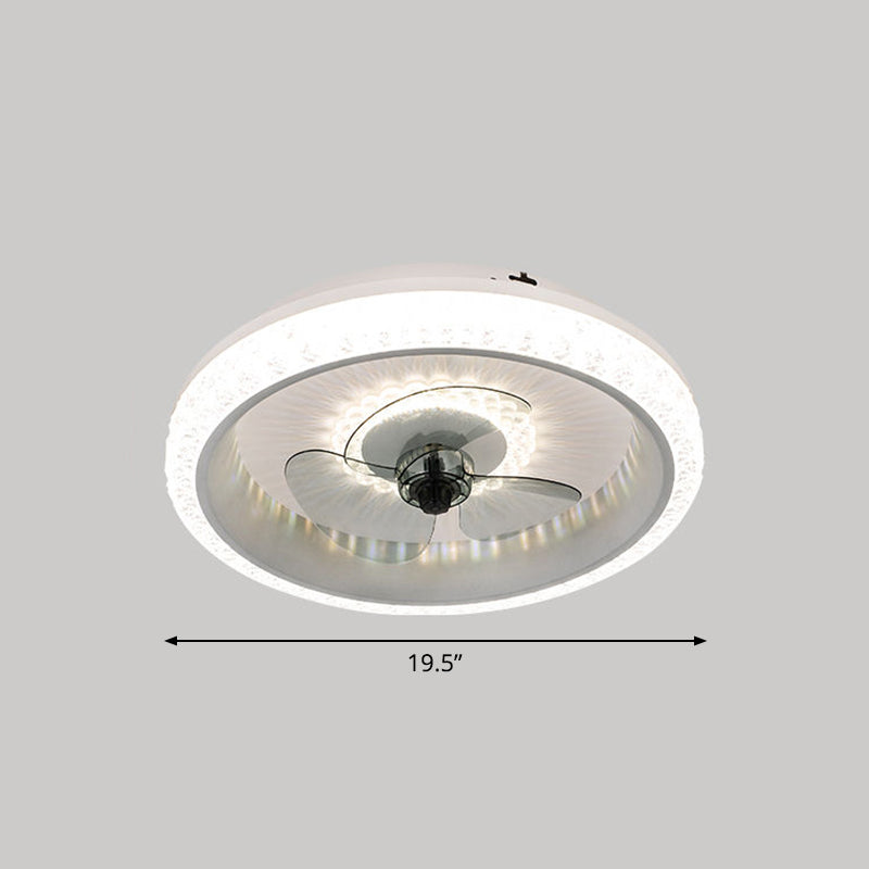19,5 "breit runde LED-Semi-Flush-Leicht-Makryl-Esszimmer 3-Blatt Deckenventilator, Fernbedienung