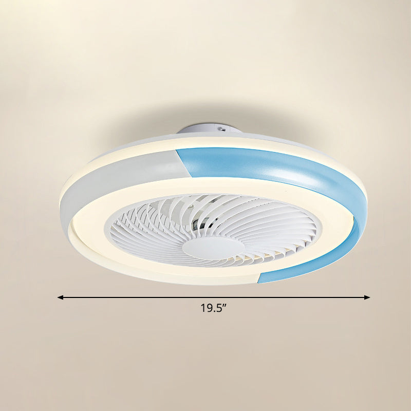 19,5 "breite Macaron Runde 5 Klingen Deckenventilator Lampe Acryl Kinder Schlafzimmer LED Semi Flush Light, Fernbedienung