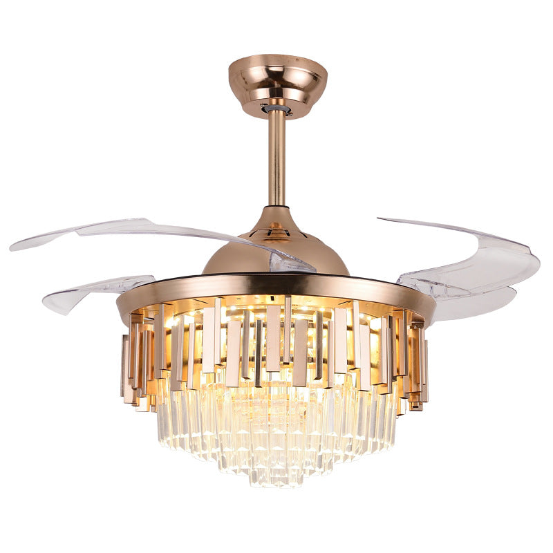 4 Blades mehrstufige, verjüngte Deckenventilator Beleuchtung moderner Kristallprisma Roségold LED SEMI Flush Mount, 42 "breit