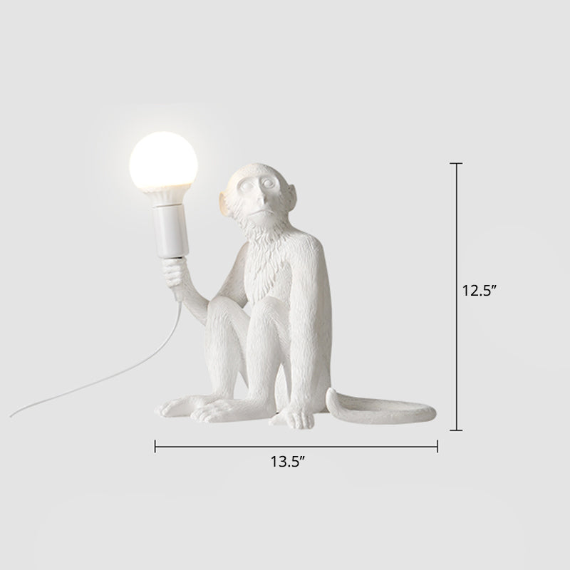 Lampada da tavolo scimmia bianca Art DECO DECO RESIN RESIN LUCE COMMERCIALE con design senza ombre