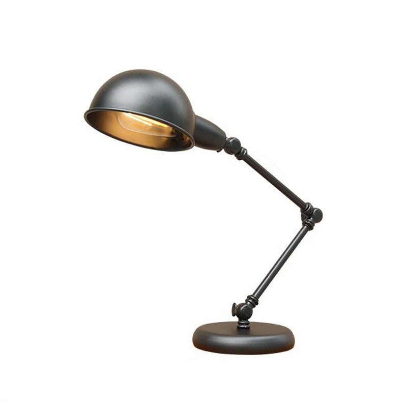 Metal 3-Joint Swing Arm Task Light Industrial 1 Bulb Bedroom Table Lamp with Shade in Black
