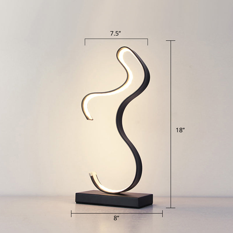 Aluminum Line Art Night Lighting Minimalism LED Accent Table Light for Living Room