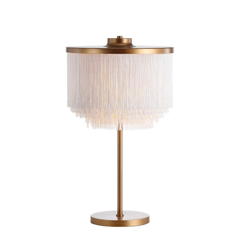 Messing ronde tafellamp Minimalistisch metaal LED Nightstand Light met kwastrand