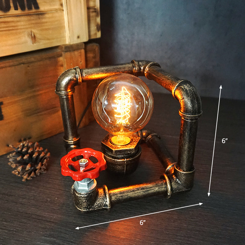 Lámpara de arte nocturno de tubería de hierro forjado Industrial 1 bombilla Luz de la habitación de la habitación de los niños en bronce