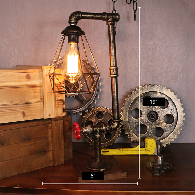 Mesa de bronce de metal con tubo de agua ligera creativa de estilo steampunk lámpara de noche de estilo steampunk