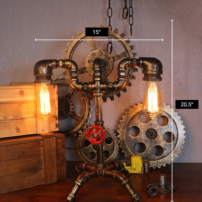 Mesa de bronce de metal con tubo de agua ligera creativa de estilo steampunk lámpara de noche de estilo steampunk