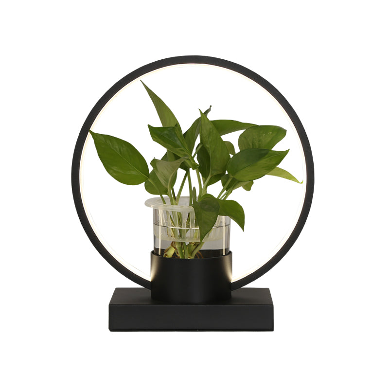 Lampada notturna a forma di anello in alluminio Luce a led decorativa con tazza di vetro trasparente