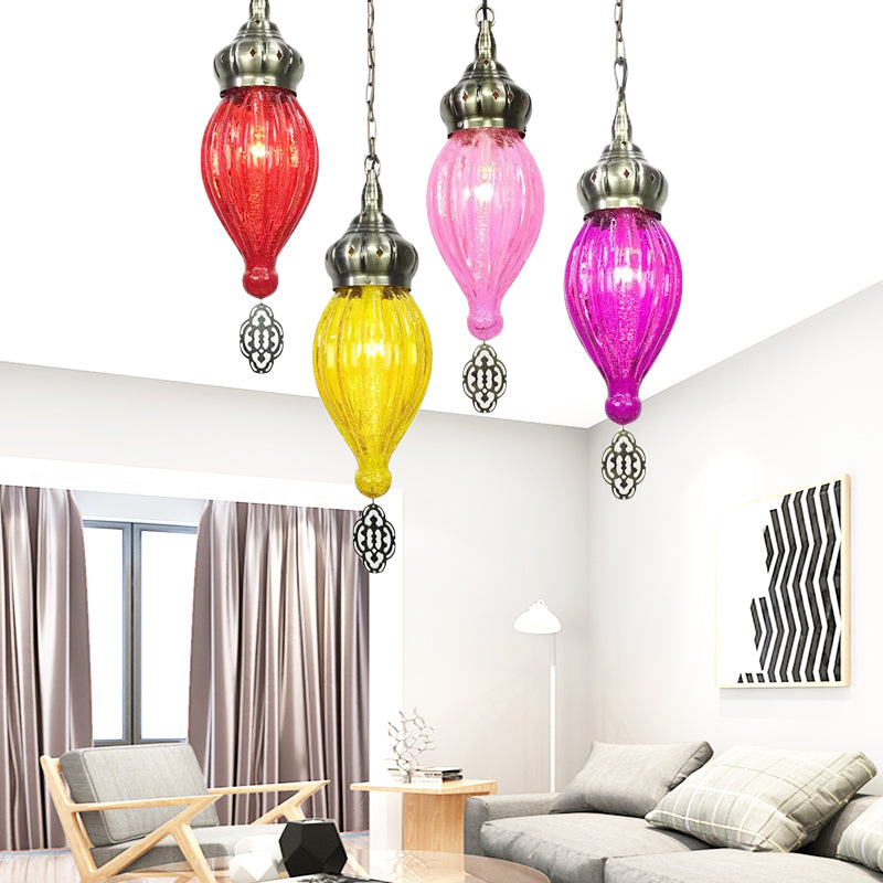 Teardrop Red/Pink/Yellow Suspension Pendant Traditional 1/4 Heads Hanging Light Kit for Living Room