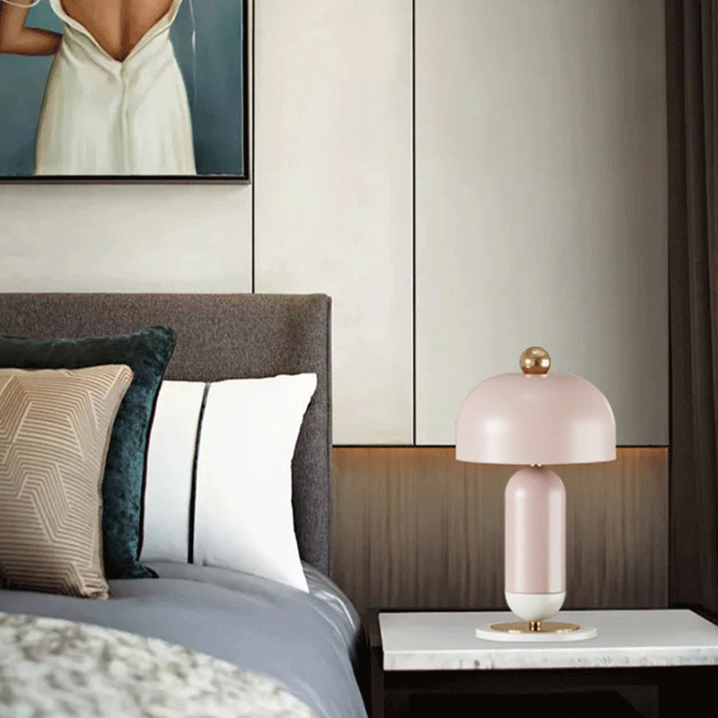 Lampada da tavolo a forma di fungo in metallo stile macaron, 2 luci, luce notturna per camera da letto per ragazze