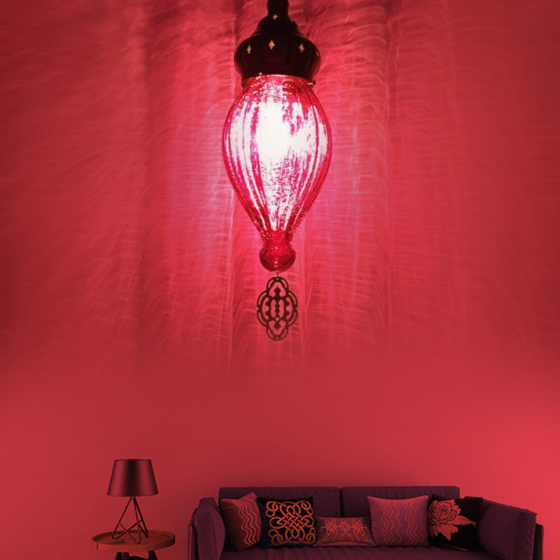 Teardrop Red/Pink/Yellow Suspension Pendant Traditional 1/4 Heads Hanging Light Kit for Living Room