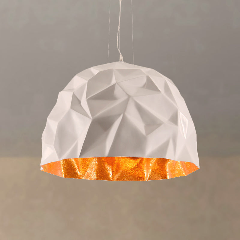 Metallic Domed Hanging Ceiling Light Loft Style 16"/19.5" Dia 1 Light Living Room Pendant Light Fixture in Black/White