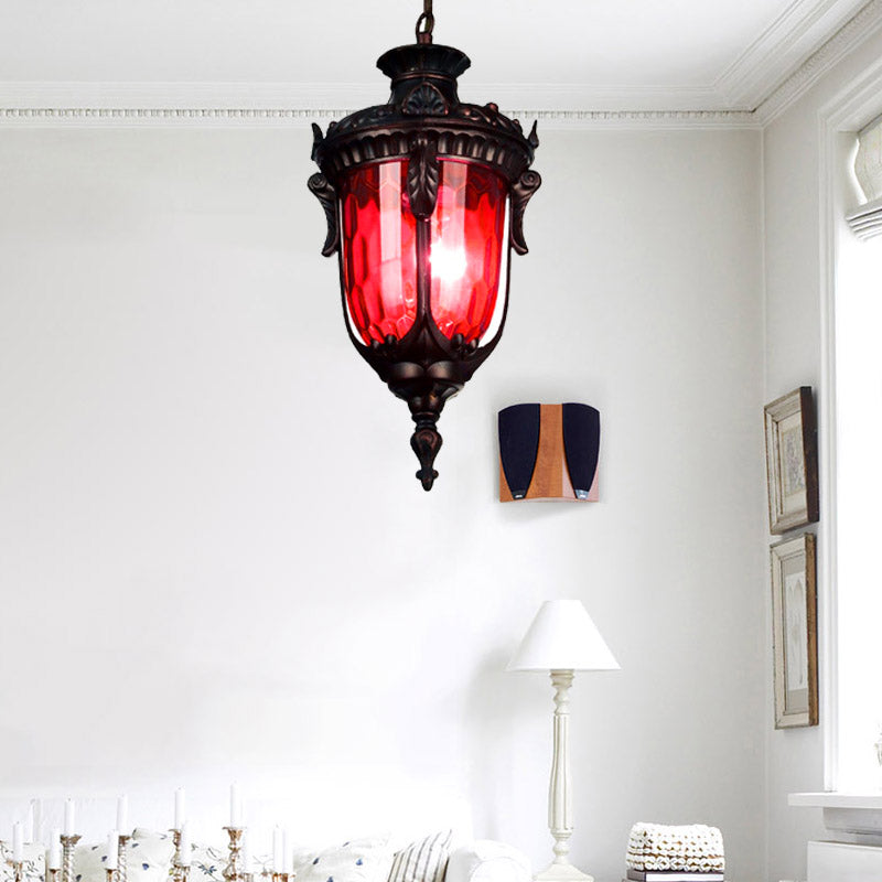 LAMPAGNO DI UNNA UNNE tradizionale rosso/giallo/blu vetro 1/5 lampadina sospensione per soggiorno