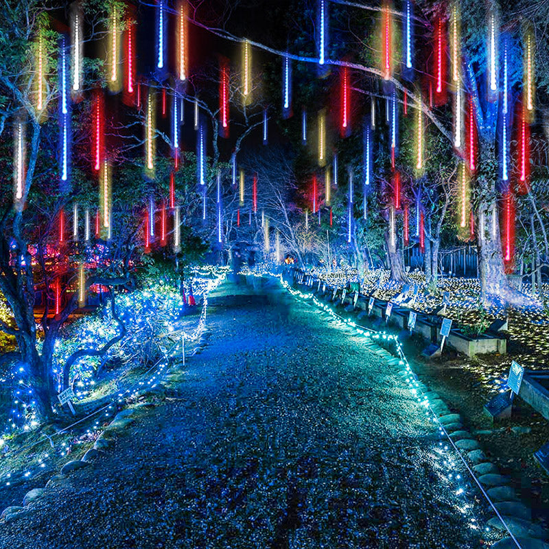 1.5ft Meteor Shower Solar String Light Contemporary 10 Heads Outdoor LED Fairy Lighting