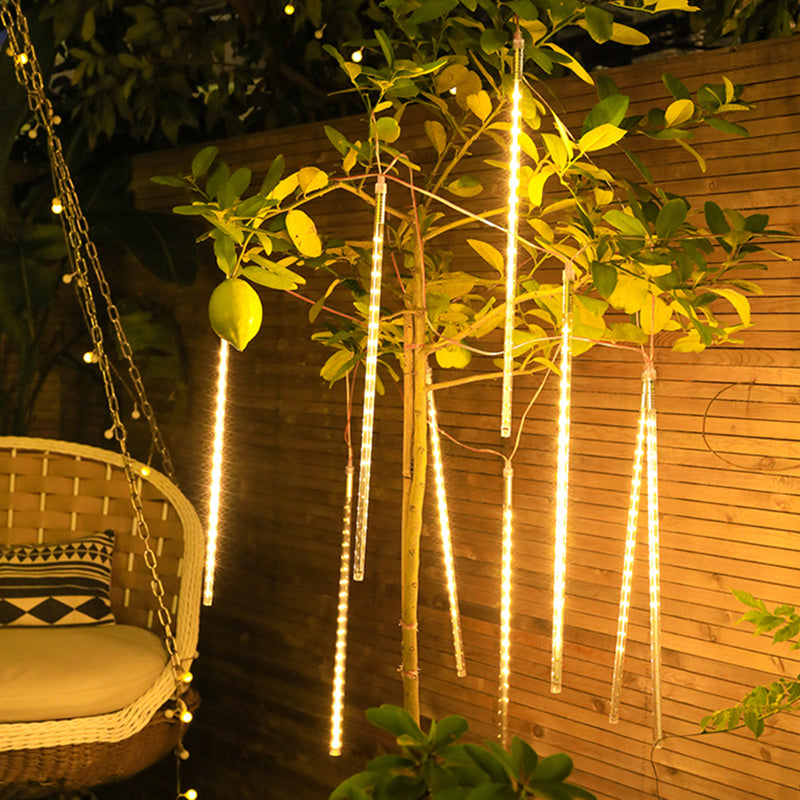 1.5ft Meteor Shower Solar String Light Contemporary 10 Heads Outdoor LED Fairy Lighting