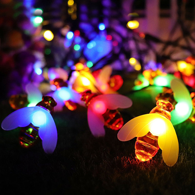 21.3ft Bee Shape Festive LED Fairy Lamp Artistic 30 Heads Orange Solar String Lighting