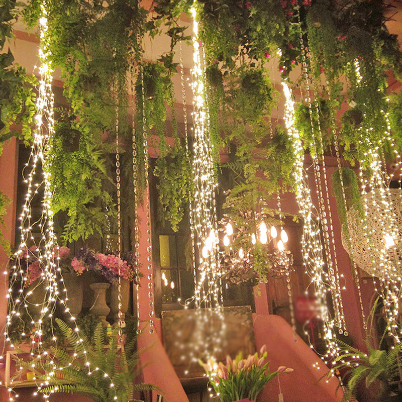 Contemporary Wire LED Fairy Lighting Copper Outdoor Solar String Light in Orange