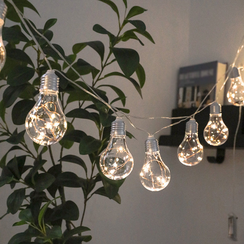 13.1ft Bulb Shaped Battery String Light Contemporary 10 Bulbs Bedroom LED Fairy Lighting