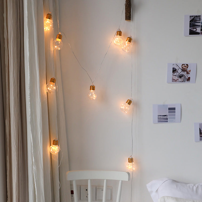 13.1ft Bulb Shaped Battery String Light Contemporary 10 Bulbs Bedroom LED Fairy Lighting