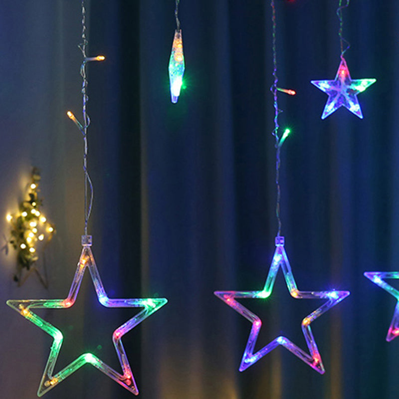 Star Shaped Battery String Lamp Art Decor Clear LED Curtain Fairy Lighting for Bedroom