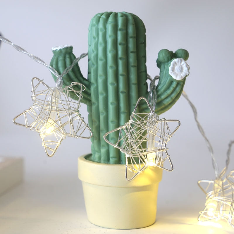 Modern Style Star Shape LED Fairy Light Weaving Bedroom Battery String Lighting in Silver