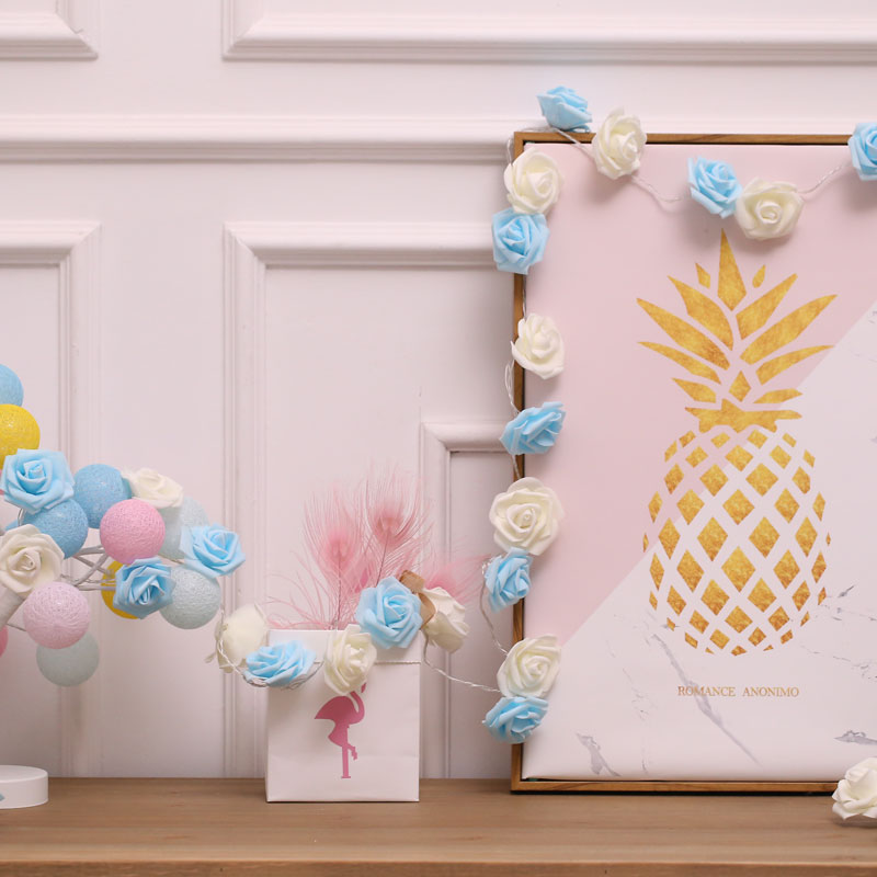 Decorative Rose LED Fairy Lighting Copper Wire Girls Bedroom Battery String Light