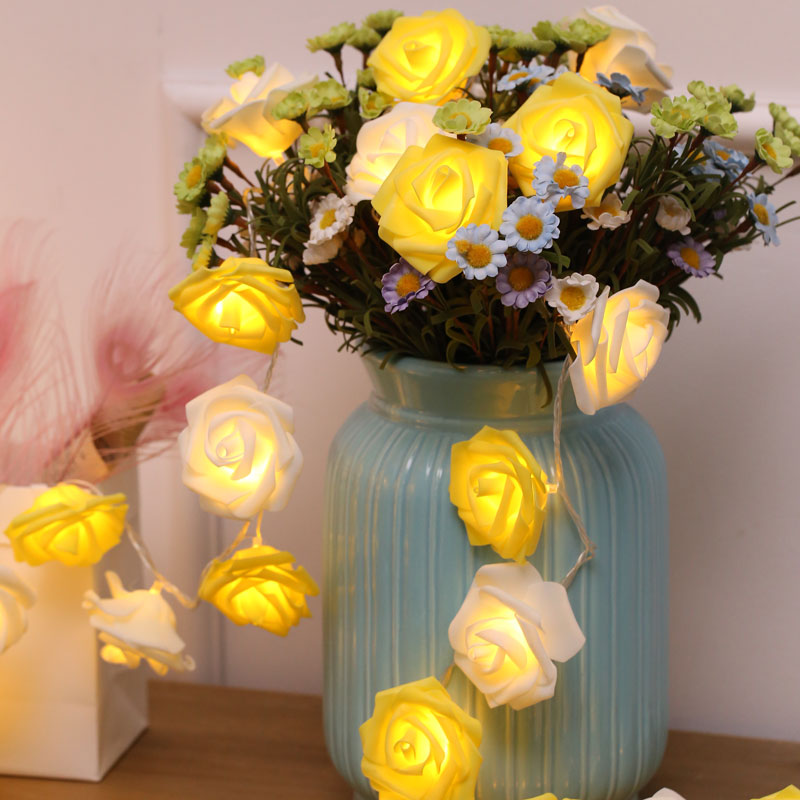 Decorative Rose LED Fairy Lighting Copper Wire Girls Bedroom Battery String Light