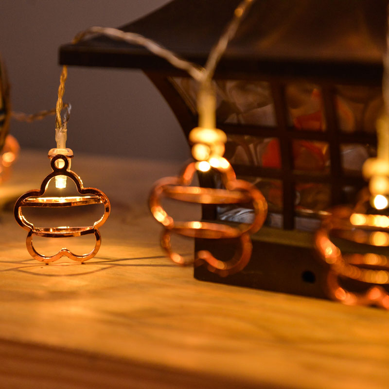 Caged Metallic Battery Powered String Lamp Art Decor Gold LED Christmas Fairy Lighting