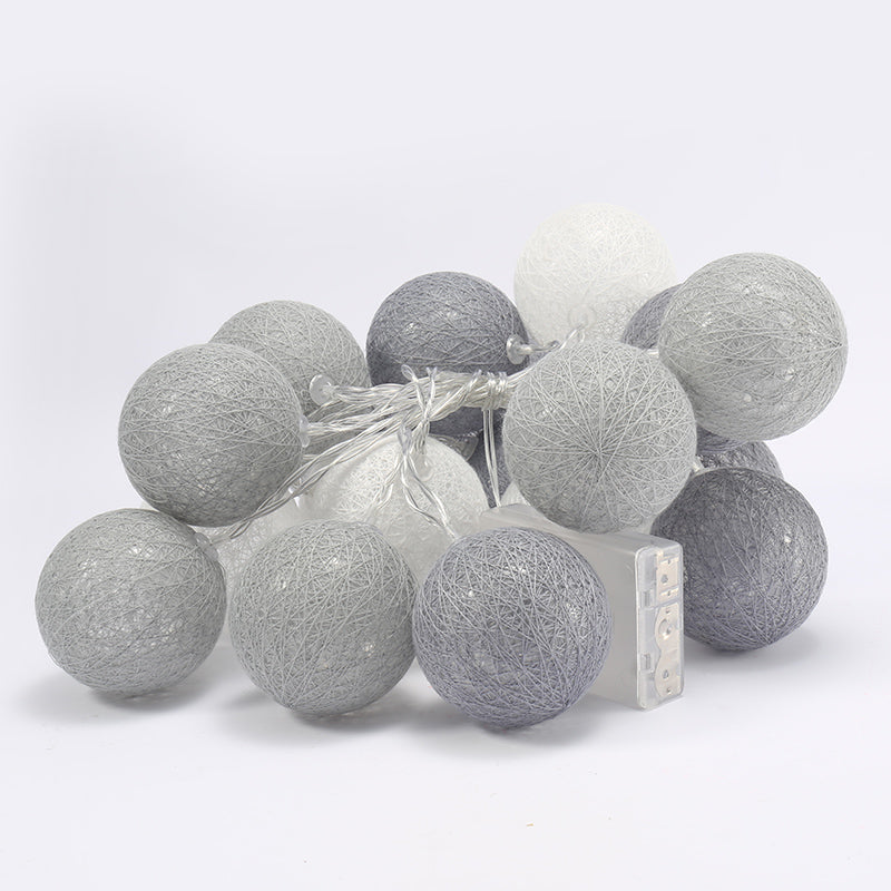 Globe Shape LED Fairy Lighting Cotton Decorative Battery String Light for Girls Bedroom