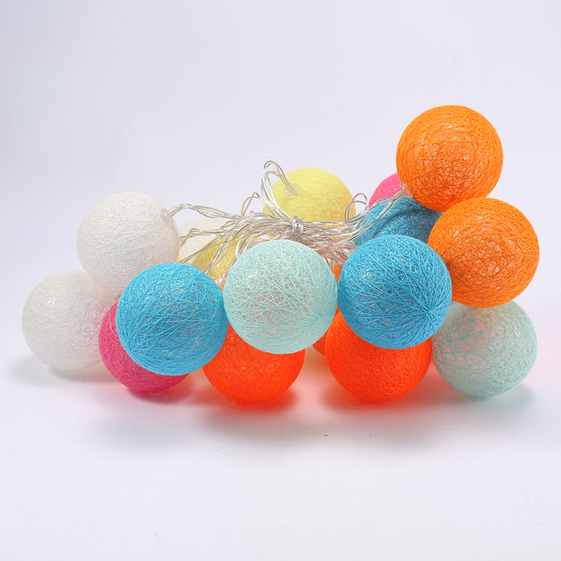Globe Shape LED Fairy Lighting Cotton Decorative Battery String Light for Girls Bedroom