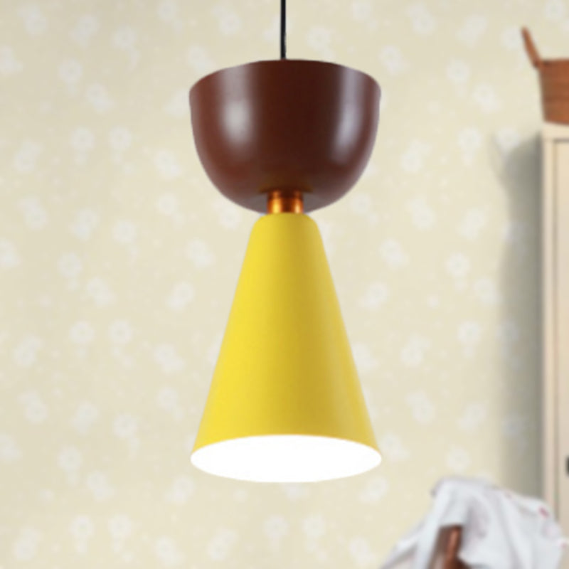 Black Cone/Dome Shade Pendant Light Nordic Style Metal 1 Light Living Room Hanging Ceiling Light, 2"/3" Dia