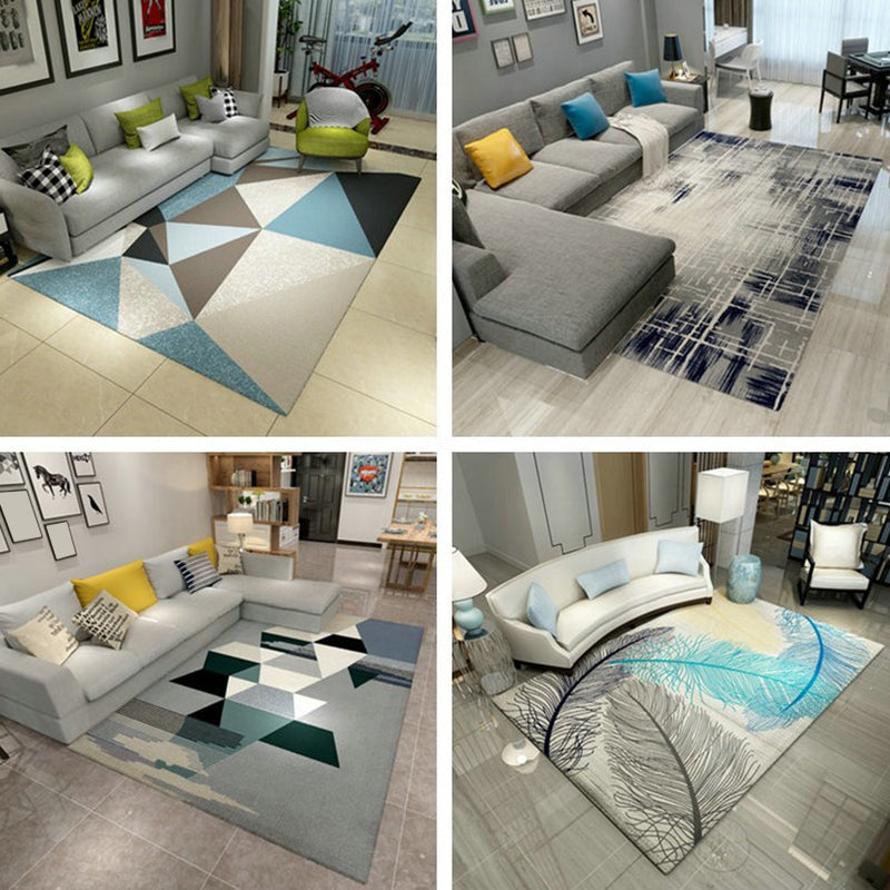 Multi Color Scandinavian Rug Polyster Plant Printed Area Carpet Pet Friendly Easy Care Area Rug for Bedroom